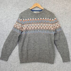 Fair Isle Ski Wool Sweater Men Small URBAN PIPELINE Gray Retro Crew Indie Sleaze